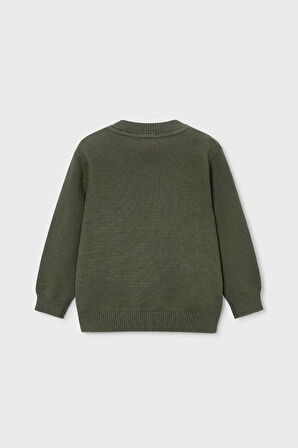 Erkek Çocuk Bisiklet Yaka Basic Triko Kazak - Yeşil | 4 Yaş