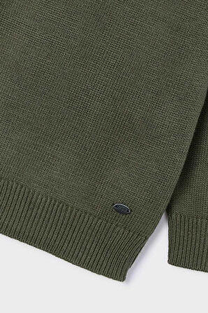 Erkek Çocuk Bisiklet Yaka Basic Triko Kazak - Yeşil | 9 Yaş