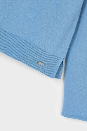 Kız Çocuk Regular Fit Balıkçı Yaka Basic Kazak - Mavi | 4 Yaş