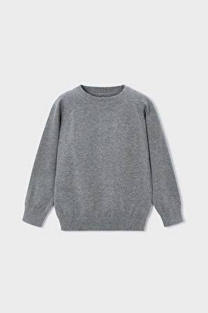 Erkek Çocuk Reglan Kollu Basic Triko Kazak - Gri | 7 Yaş