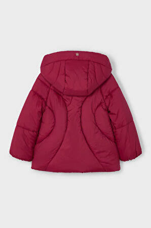 Kız Çocuk Normal Kalıp Kapüşonlu Figürlü Kapitone Şişme Mont - Vişne | 4 Yaş