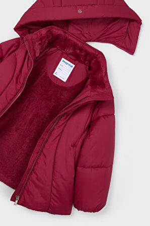 Kız Çocuk Normal Kalıp Kapüşonlu Figürlü Kapitone Şişme Mont - Vişne | 4 Yaş