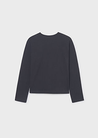 Mayoral Siyah Baskılı Uzun Kollu Kız Çocuk Tişört 830