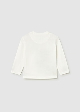 Mayoral Krem Uzun Kollu Baskılı Erkek Bebek Tişört 2070