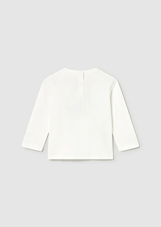 Mayoral Krem Erkek Bebek Uzun Kollu Baskılı T-shirt 2072