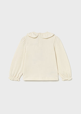 Mayoral Krem Kız Bebek Fırfır Yakalı Uzun kollu T-shirt 2076