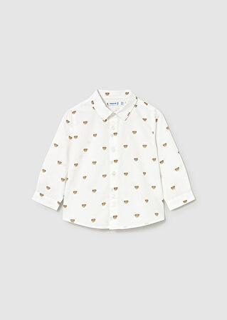 Mayoral Beyaz Desenli Erkek Bebek Gömlek 2107