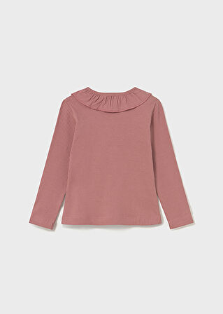 Mayoral Pembe Fırfırlı Yaka Nervürlü Polo Tişört 2112