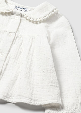 Mayoral Krem Fırfırlı Yaka Kız Bebek Bluz 2114