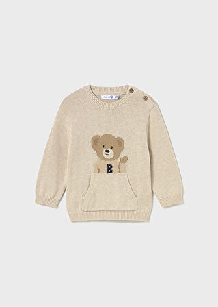 Mayoral Bej Erkek Bebek Cepli Ayı İşlemeli Kazak 2341