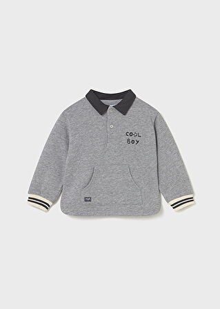 Mayoral Gri Erkek Bebek İşlemeli Sweatshirt 2415