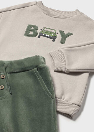 Mayoral Erkek Bebek Kadife Pantolon ve Sweatshirt Set