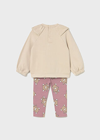 Mayoral Pembe Kız Bebek Sweatshirt ve Desenli Tayt Takım 2741