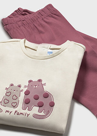 Mayoral Pembe Kız Bebek 3 Parça Puantiyeli Takım 2743