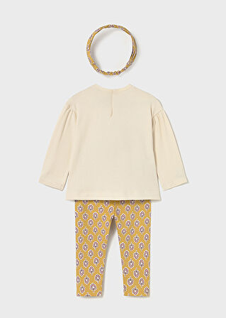 Mayoral Sarı Kız Bebek Saç Bandı, Tişört ve Tayt Takım 2744