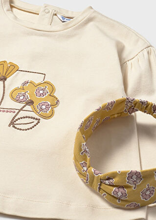 Mayoral Sarı Kız Bebek Saç Bandı, Tişört ve Tayt Takım 2744