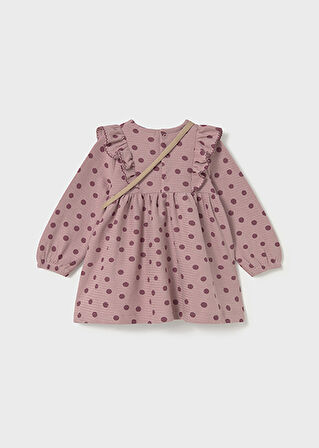 Mayoral Pembe Kız Bebek Puantiye Desenli  Çantalı Elbise 2920