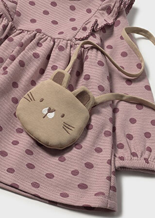 Mayoral Pembe Kız Bebek Puantiye Desenli  Çantalı Elbise 2920