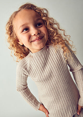 Mayoral Bej Kız Çocuk Balıkçı Yaka Kazak 4001