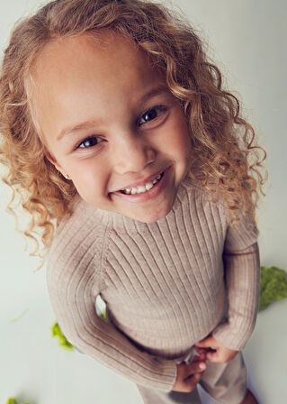 Mayoral Bej Kız Çocuk Balıkçı Yaka Kazak 4001