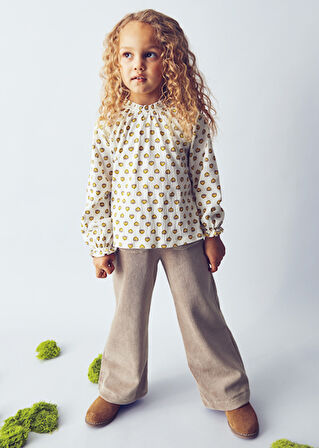 Mayoral Bej Hardal Kız Çocuk Şifon Örgü Bluz 4003