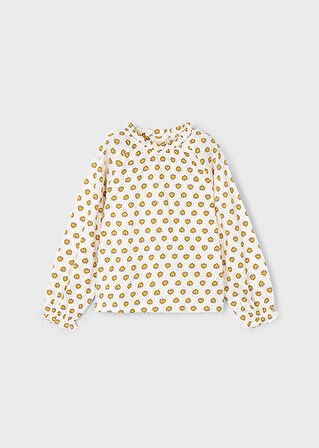 Mayoral Bej Hardal Kız Çocuk Şifon Örgü Bluz 4003