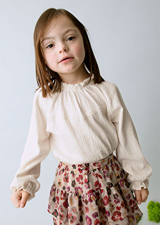 Mayoral Bej Kız Çocuk Şifon Örgü Bluz 4003