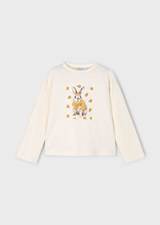 Mayoral Bej Kız Çocuk Baskılı Tişört 4009