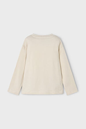 Erkek Çocuk Basketbol Temalı Grafik Baskılı Uzun Kollu T-Shirt - Bej | 4 Yaş