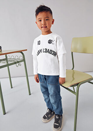 Mayoral Krem Erkek Çocuk Çift Kollu Sweatshirt 4075