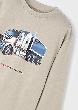 Mayoral Kahve Erkek Çocuk Baskılı Uzun Kolllu Tişört 4085