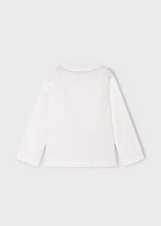 Erkek Çocuk Normal Kalıp Uzun Kollu Harf Aplikeli T-Shirt - Krem | 10 Yaş