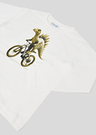 Mayoral Krem Erkek Çocuk Baskılı Uzun Kollu Tişört 4087