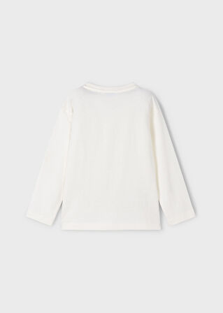 Mayoral Krem Erkek Çocuk Baskılı Uzun Kollu Tişört 4087