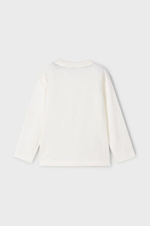 Erkek Çocuk Normal Kalıp Uzun Kollu Dinozor Baskılı T-Shirt - Krem | 10 Yaş