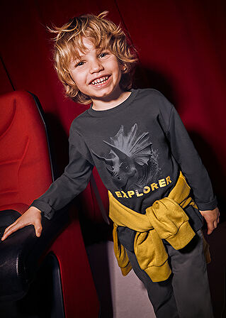 Mayoral Siyah Erkek Çocuk Baskılı Uzun Kollu T-shirt 4090