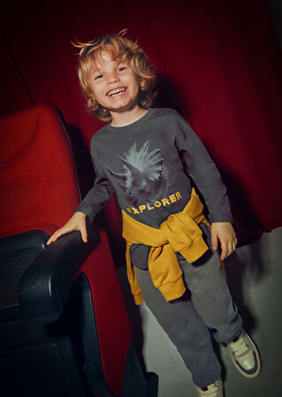 Mayoral Siyah Erkek Çocuk Baskılı Uzun Kollu T-shirt 4090