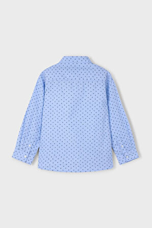 Erkek Çocuk Mikro Desenli Uzun Kollu Gömlek - Mavi | 6 Yaş