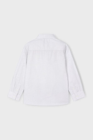 Erkek Çocuk Mikro Desenli Uzun Kollu Gömlek - Beyaz | 5 Yaş