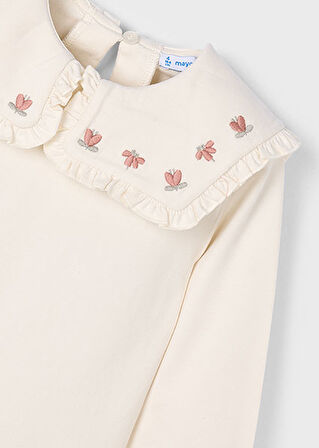 Mayoral Krem Kız Çocuk Fırfırlı Yaka Bluz 4134