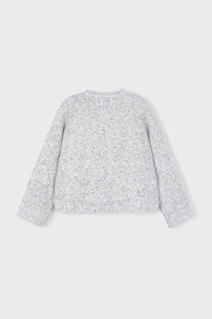 Kız Çocuk Desenli Kırçıllı Triko Kazak - Gri | 10 Yaş