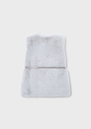 Mayoral Gri Kız Çocuk Kemerli Kürk Yelek 4315