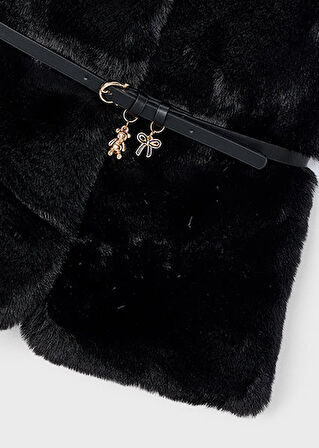 Mayoral Siyah Kız Çocuk Kemerli Kürk Yelek 4315