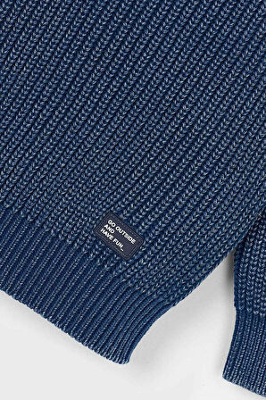 Erkek Çocuk Yıkama Efektli Reglan Kollu Triko Kazak - Mavi | 5 Yaş