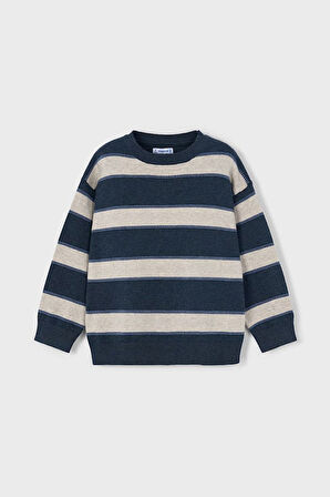 Erkek Çocuk Rahat Kalıp Çizgili Kazak - Mavi | 4 Yaş