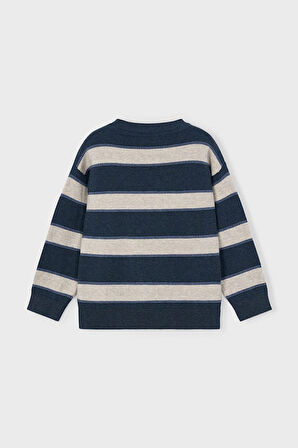 Erkek Çocuk Rahat Kalıp Çizgili Kazak - Mavi | 8 Yaş