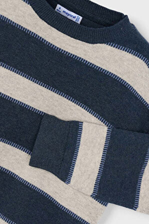 Erkek Çocuk Rahat Kalıp Çizgili Kazak - Mavi | 8 Yaş