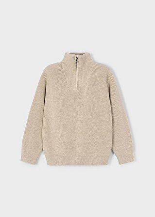 Mayoral Bej Erkek Çocuk Fermuarlı Yaka Kazak 4375
