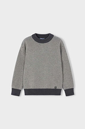 Erkek Çocuk Normal Kalıp Yün Karışımlı Dokulu Örgü Triko Kazak - Gri | 4 Yaş