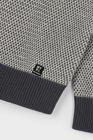 Erkek Çocuk Normal Kalıp Yün Karışımlı Dokulu Örgü Triko Kazak - Gri | 7 Yaş